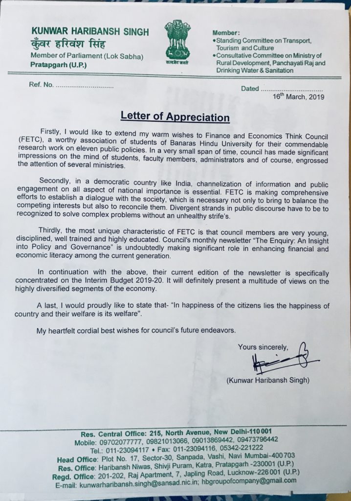 Letter of Appreciation