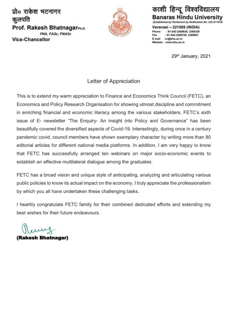 Letter of Appreciation